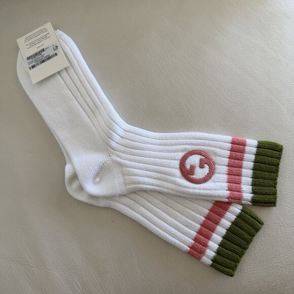 NWT Round Interlocking G cotton socks Sz L 100% Authentic - Picture 5 of 7